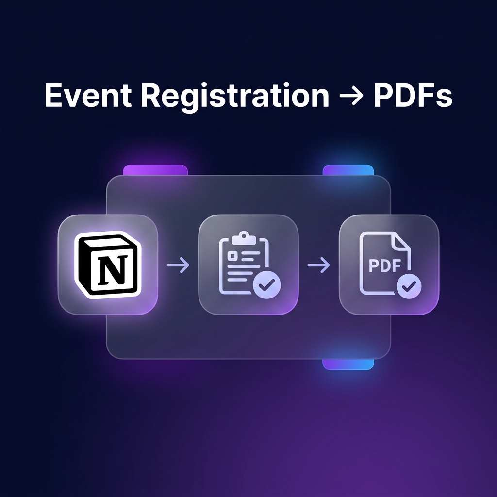 Generate event registration form submissions as PDFs on automation using Notion