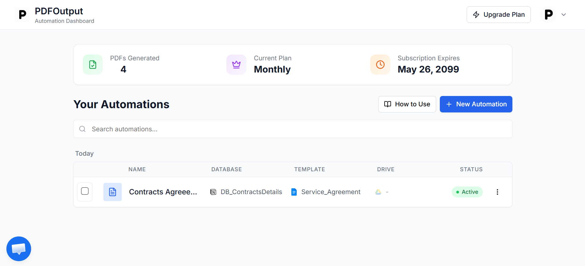 PDFOutput automation active status