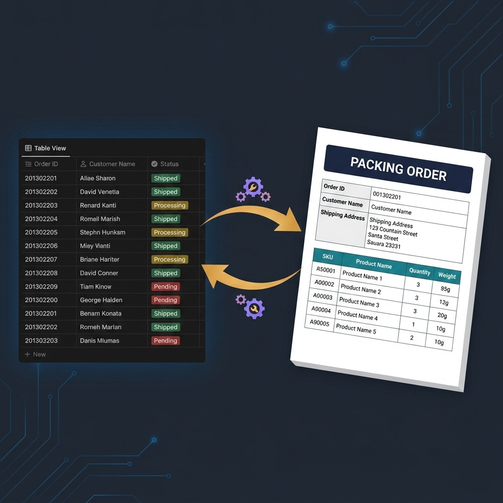 How to create packing lists from Notion on automation