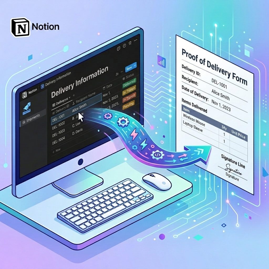 How to generate proof of delivery documents on automation using Notion