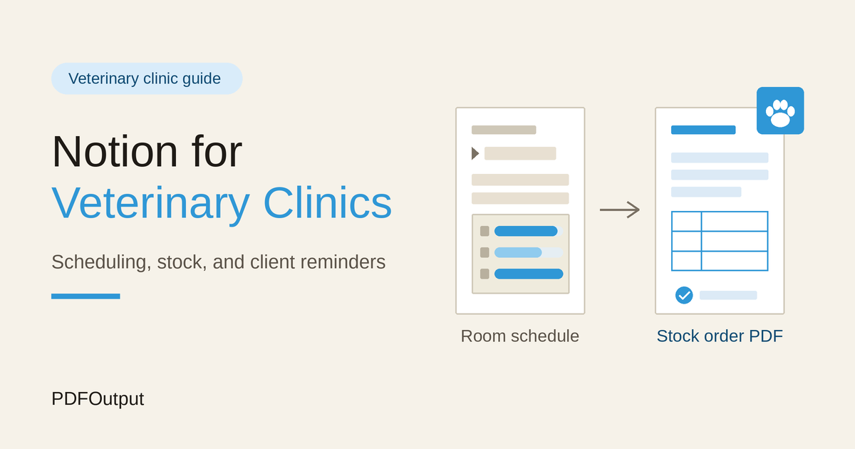 How to Use Notion for a Veterinary Clinic: Scheduling, Stock, and Client Reminders