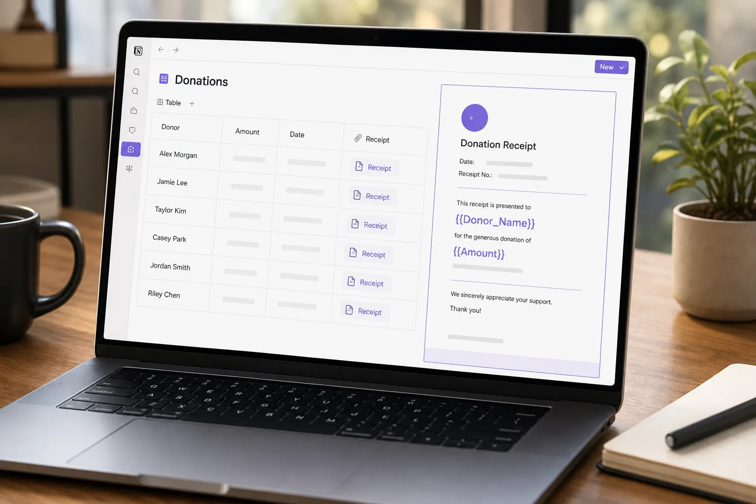 How PDF Automation for Donation Receipts Works in Notion