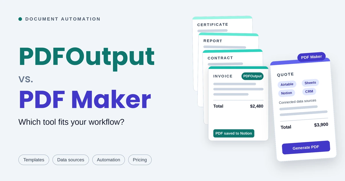 PDFOutput vs. PDF Maker: Which Document Automation Tool Fits Your Workflow?
